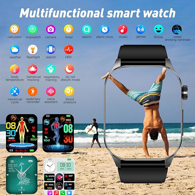 Smart Watch for Men Women, 2.04" AMOLED Color Screen, 24/7 Heart Rate, Blood - Image 3