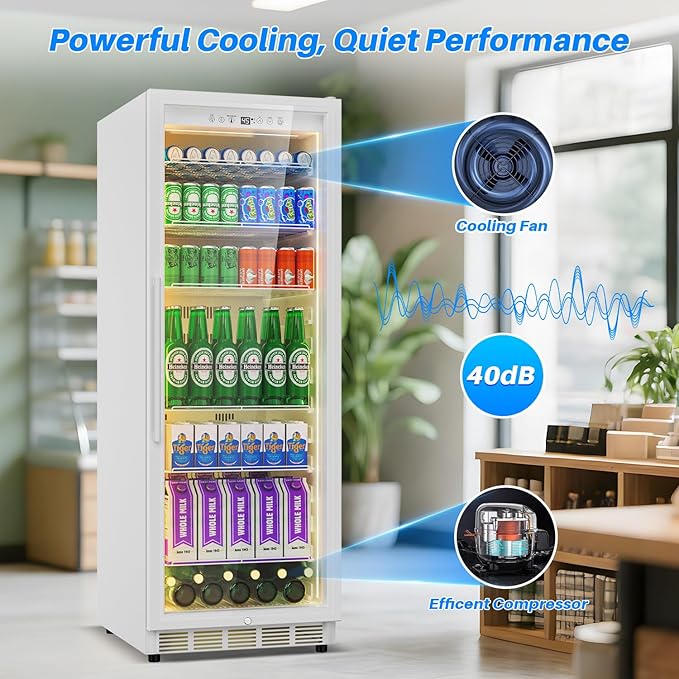 Commercial Display Beverage Fridge: 13.8 Cu Ft Upright Cooler - Image 8