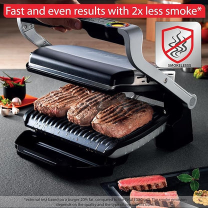 T-Fal OptiGrill Stainless Steel Electric Grill, 4 Servings, 6 Automatic Cooking - Image 6