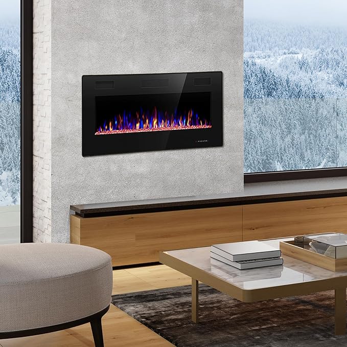 R.W.FLAME 36 inch Recessed and Wall Mounted Electric Fireplace, Ultra Thin ad - Image 7