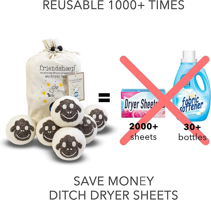Friendsheep Wool Dryer Balls, Organic Reusable Fabric Softener Alternative - Image 2