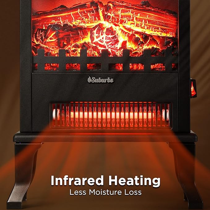 TURBRO Suburbs TS17Q Infrared Electric Fireplace Stove, Realistic Flame - Image 3