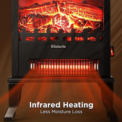 TURBRO Suburbs TS17Q Infrared Electric Fireplace Stove, Realistic Flame - Image 3