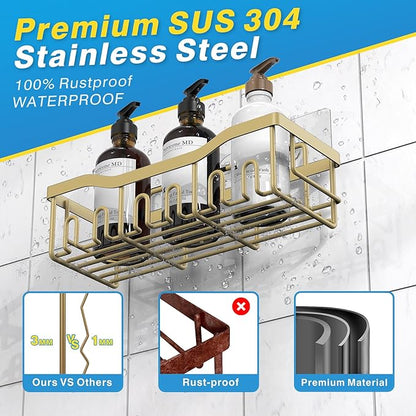 EUDELE 5-Pack Rustproof Stainless Steel Shower Caddy – No Drill Adhesive - Image 5
