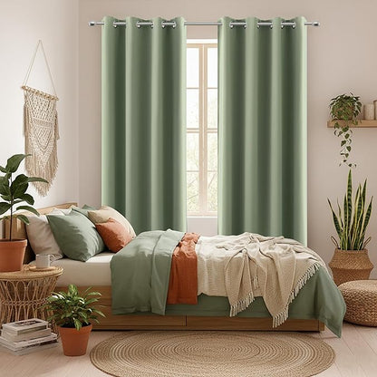 KOUFALL Sage Green Blackout Window Curtains - Image 2