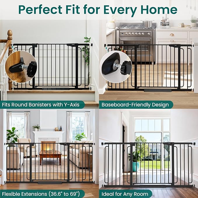 Cumbor Extra Wide Baby Gate, 36.6-69" Walk-Through Dog Gate - Image 7