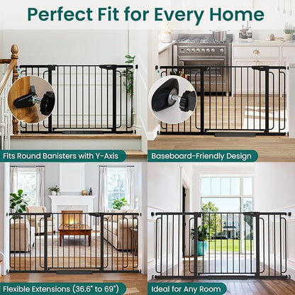 Cumbor Extra Wide Baby Gate, 36.6-69" Walk-Through Dog Gate - Image 7
