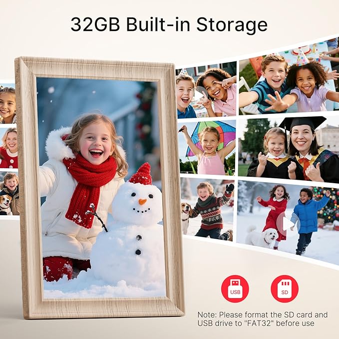 Frameo 10.1 Inch WiFi Digital Picture Frame, 1280x800 HD IPS Touch Screen Photo - Image 3