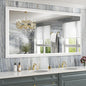 Amorho Bathroom Mirror, 72 X36 Inch White Thick Metal Framed Wall Mirrors by Amorho