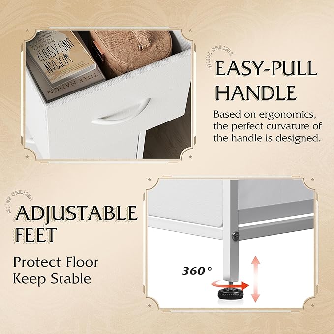 WLIVE Dresser for Bedroom with 5 Drawers, Wide Chest of Drawers, Fabric Dresser - Image 7
