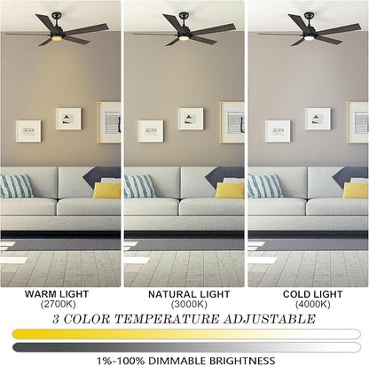 SMAAIR Smart Ceiling Fan with Light, 56inch Indoor and Outdoor ceiling fan with - Image 2