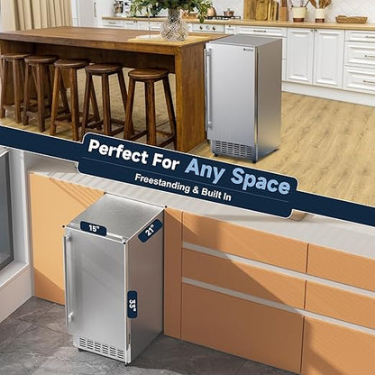 Coolski 15" W Commercial Under Counter Ice Maker Machine, Stainless Steel - Image 2