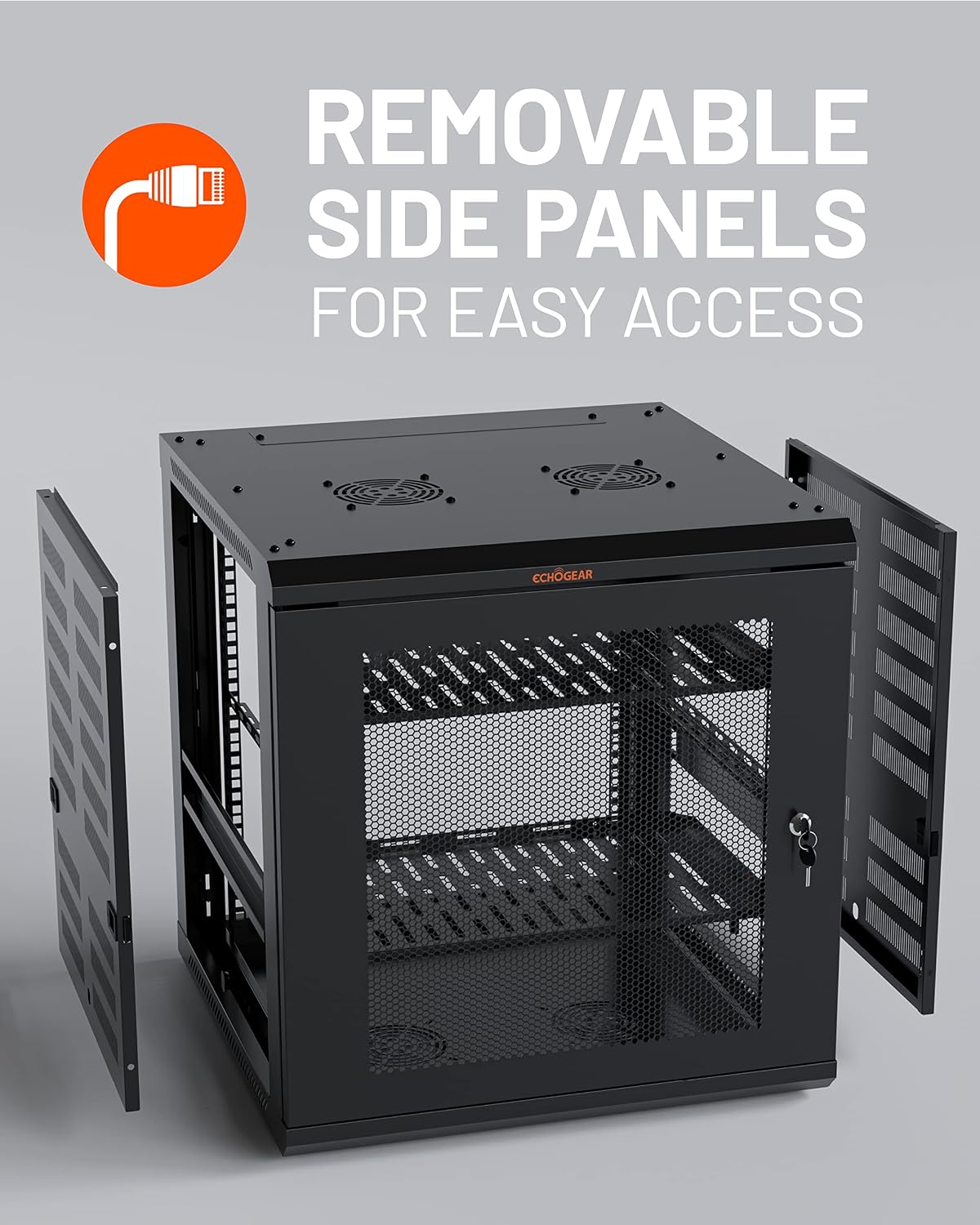 echogear 12u network rack w/enclosed design, easy install on a desk or shelf