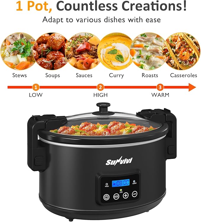 Sunvivi 8.5 Quart Programmable Slow Cooker: Multi-Cooker Food Warmer - Image 7