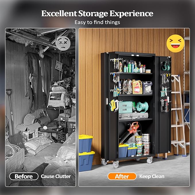 VINGLI 72'' Tall Garage Storage Cabinet, Metal Storage Cabinet - Image 9