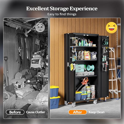 VINGLI 72'' Tall Garage Storage Cabinet, Metal Storage Cabinet - Image 9