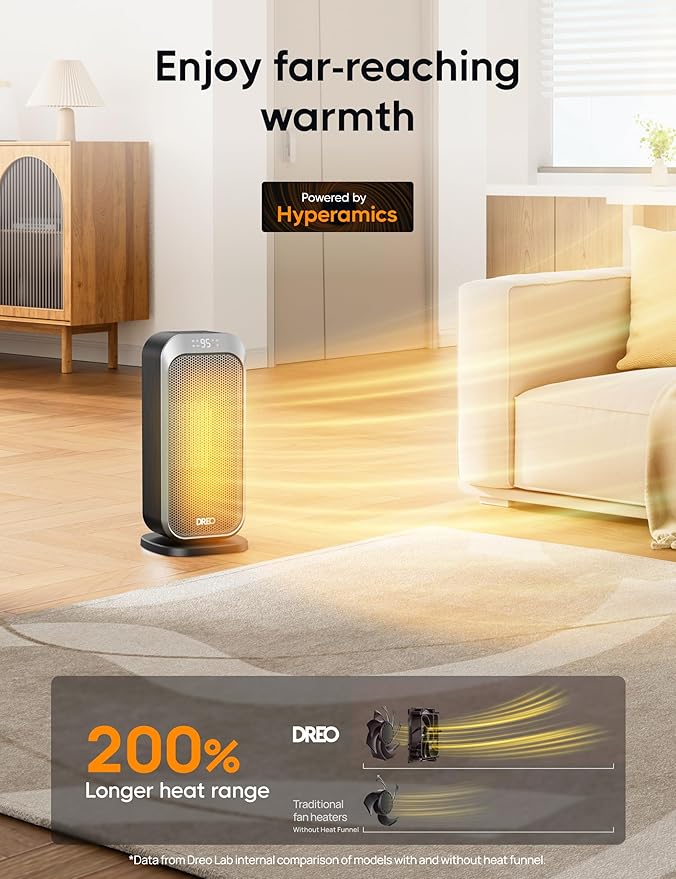 DREO Quiet Space Heater, 1500W Portable Heaters - Image 3