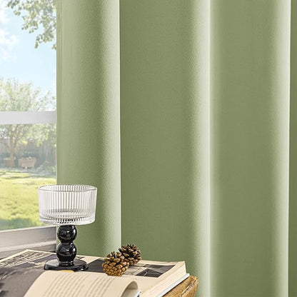 Beauoop Sage Green 100% Blackout Curtains 63 Inch Long 2 Panels - Image 4