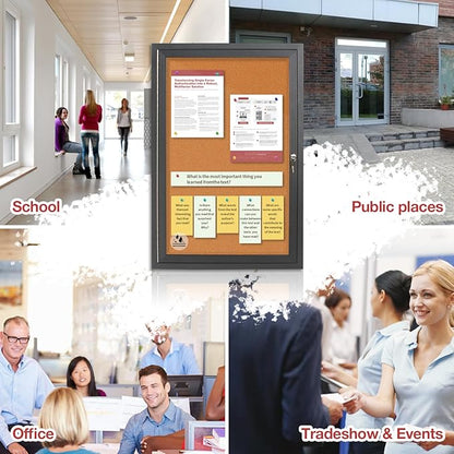 Enclosed Bulletin Board, Outdoor Weatherproof Cork Noticeboard - Image 9