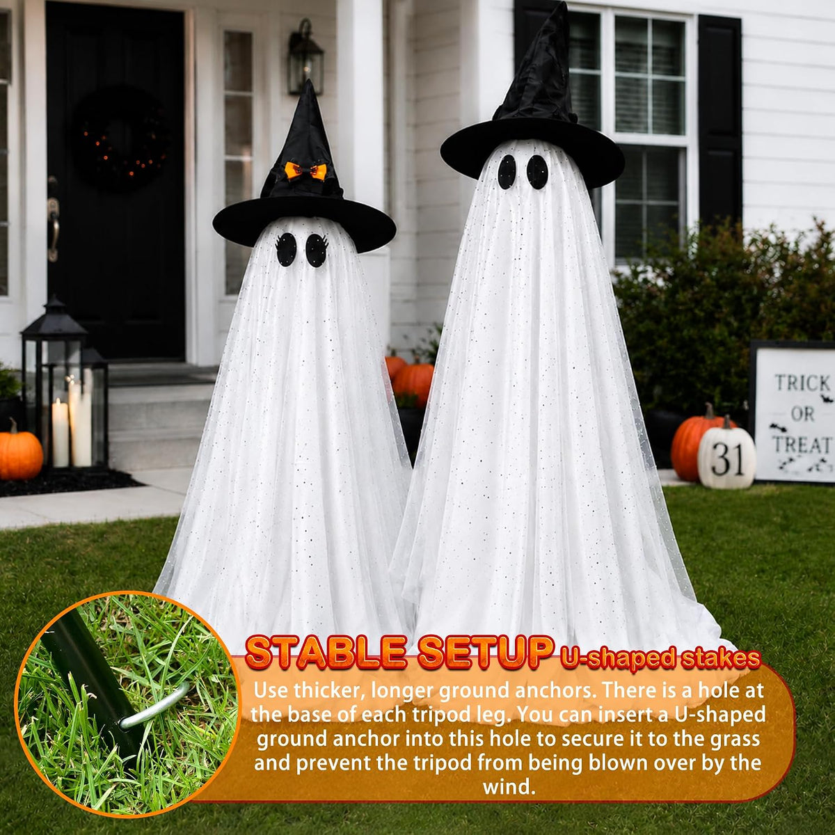 2Packs Halloween Decorations Outdoor,Halloweens Party Decoration Indoor,59in ...