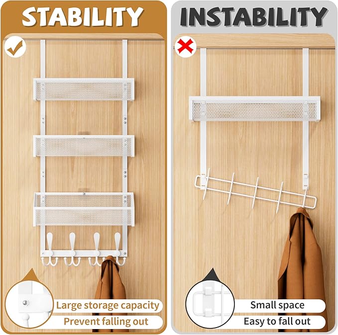 Kaiferty Over The Door Hooks Organizer, Coat Rack Over The Door Storage Hanger - Image 2