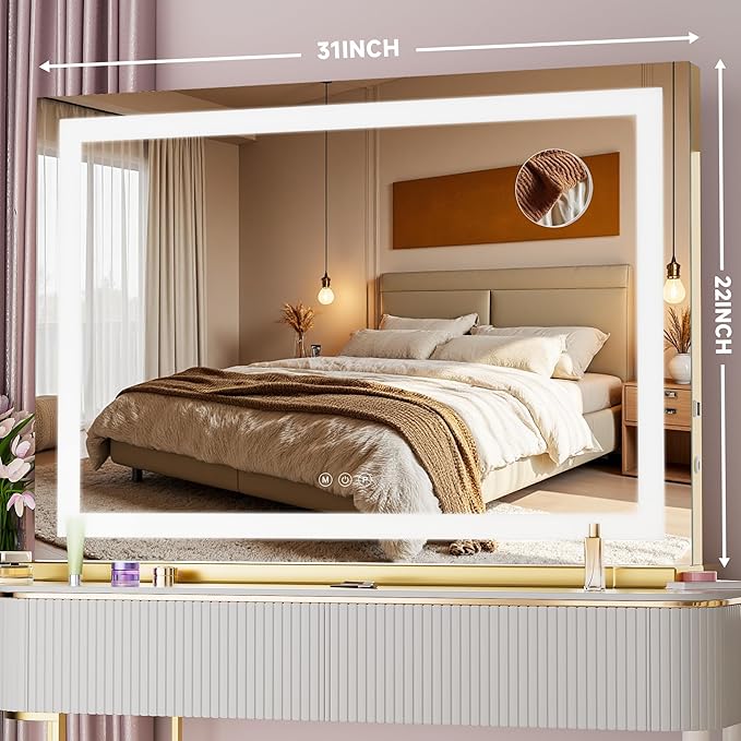Vanity Mirror with Lights, Dimmable 3 Modes, Memory Function, Smart Touch - Image 2