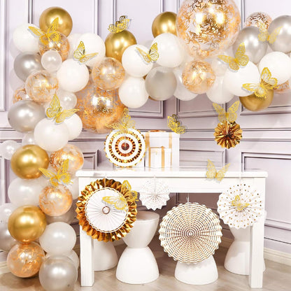 Rindion 84PCS 3D Butterfly Decorations, 3 Sizes 7 Styles Butterfly Wall Decor Gold Butterflies Decorations for Cake, Butterflies Party, Birthday, Wall