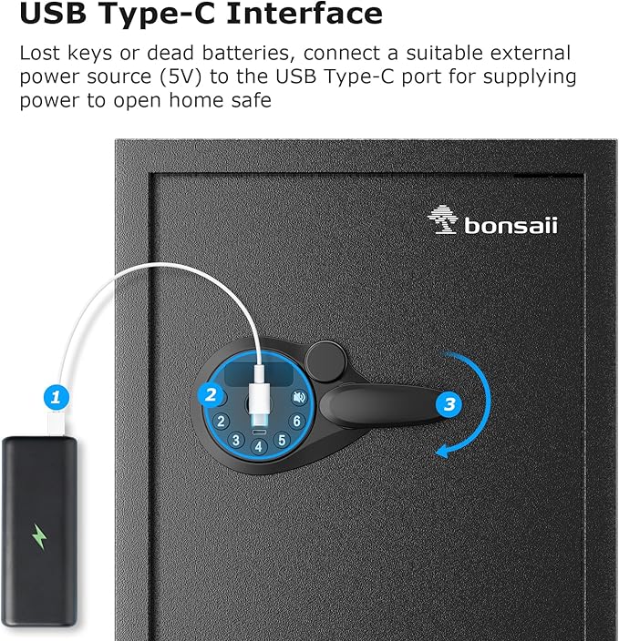 Bonsaii Security Safe Box, 1.2 Cubic Feet Large Document Safe Box, New Type of - Image 6
