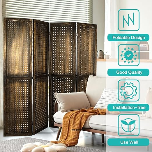 Babion 4 Panel Pegboard Display, Peg Board Room Divider Freestanding Folding - Image 7