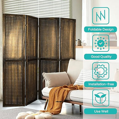 Babion 4 Panel Pegboard Display, Peg Board Room Divider Freestanding Folding - Image 7