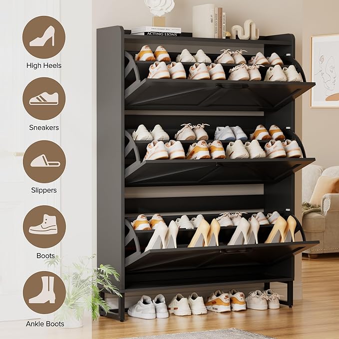 EOYUTLLY Shoe Cabinet Storage for Entryway, Narrow Shoe Rack - Image 4