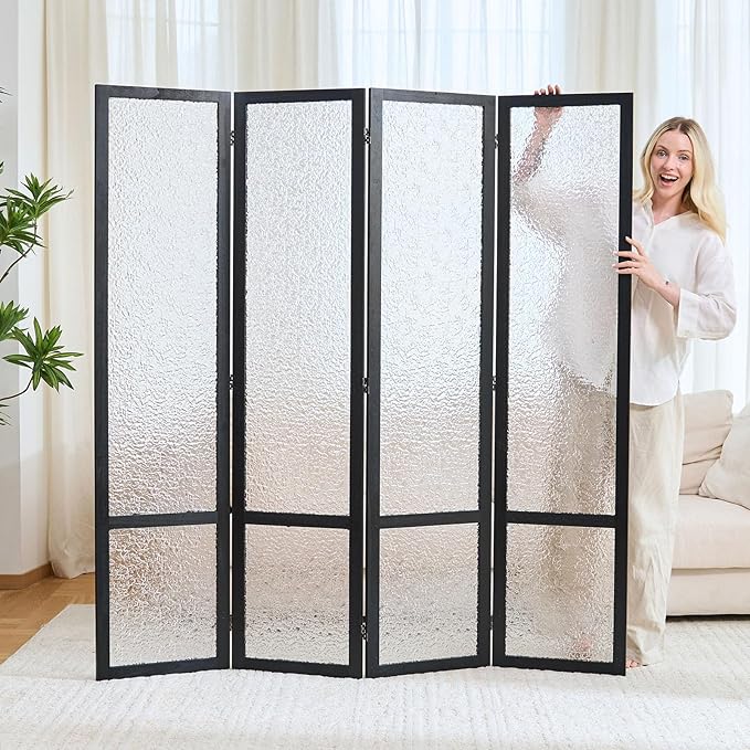 Acrylic Room Divider, 4-Panel Freestanding Partition Screen, Frosted - Image 2