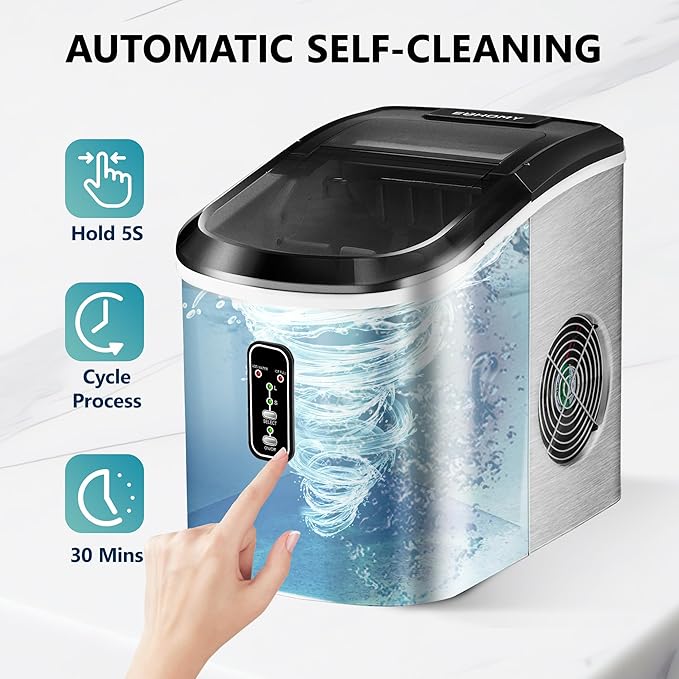 EUHOMY Smart Ice Makers Countertop -26lbs in 24 Hours, 9 Cubes Ready in 8Mins - Image 5