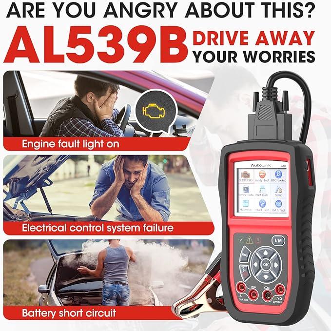 Autel AL539B OBD2 Scanner, 3-in-1 Code Reader Battery Tester Avometer - Image 2