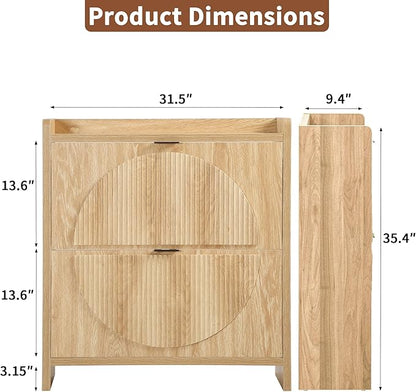 Narrow Shoe Cabinet with 2 Flip Drawers - Image 2