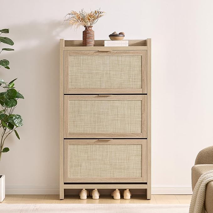 SICOTAS Rattan Shoe Storage Cabinet - Image 2
