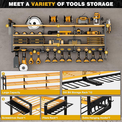 48" Large Power Tools Organizer Wall Mount, 12 Drill Holder - Image 3