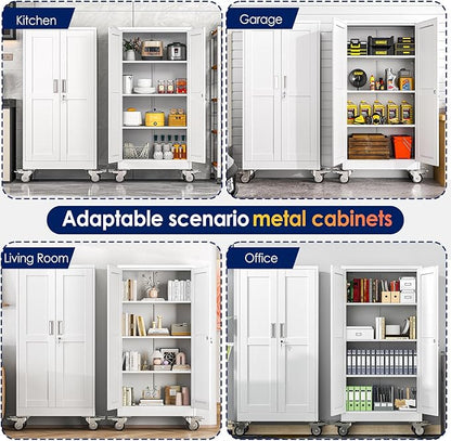 61" H Metal Garage Storage Cabinet, Rolling Tool Cabinet - Image 7