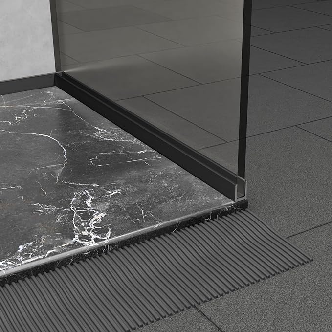 Brixwell SDCD3812MBL-CCP18 Matte Black Frameless Shower Door Aluminum Deep - Image 5