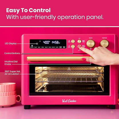 VAL CUCINA Limited Edition Happy Pink Infrared Heating Air Fryer Toaster Oven - Image 2