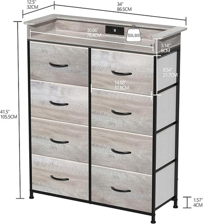 Dresser for Bedroom with Charing Station Grey Dresser with LED Lights Tall - Image 2