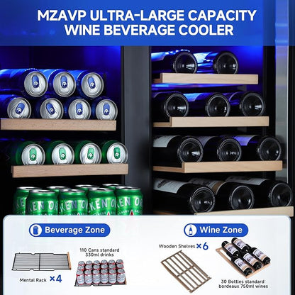 30 Inch Wine and Beverage Refrigerator, Dual Zone Wine Beverage Cooler - Image 4