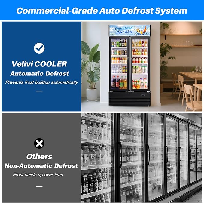 Commercial Display Beverage Fridge, 40″ Double Glass Door Refrigerator - Image 6