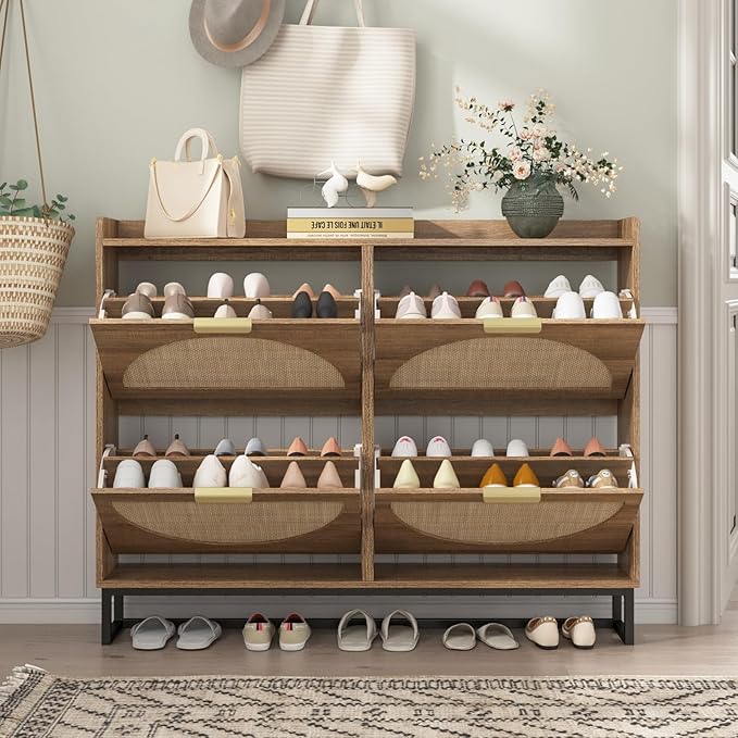 Maupvit Large Rattan Shoe Storage Cabinet - Image 8
