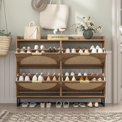 Maupvit Large Rattan Shoe Storage Cabinet - Image 8