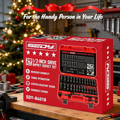 29-Piece 1/2" Drive Impact Socket Set, SAE and Metric Sizes - Image 8