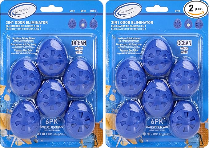 Air Jungles Shoe Deodorizer Balls 12 Ct, Ocean Scent, Odor Remover Balls by AirJungles
