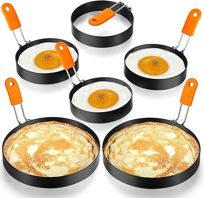 Patelai 6 Pcs Professional Egg Ring Pancake Ring Set Stainless Steel Fried Egg by Patelai
