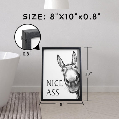 Heiple Framed Bathroom Art Bathroom Wall Decor Farmhouse Home Bathroom Decor Sets Vintage Funny Wall Art Bathroom Signs (Black, 8"x10")