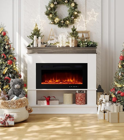 Electric Fireplace with Mantel, Freestanding Fireplace Heater with 30" Insert - Image 5
